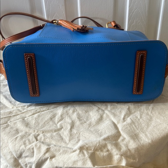 Dooney & Bourke Bright Blue Leather Shoulder Bag/ Tote with Tassel - Picture 5 of 6